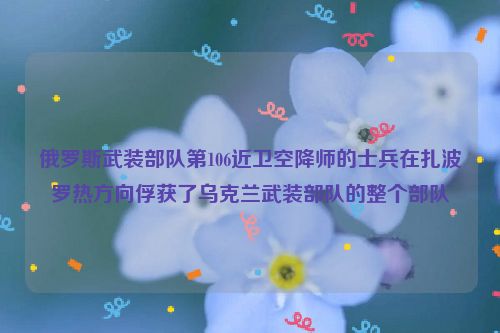 俄罗斯武装部队第106近卫空降师的士兵在扎波罗热方向俘获了乌克兰武装部队的整个部队